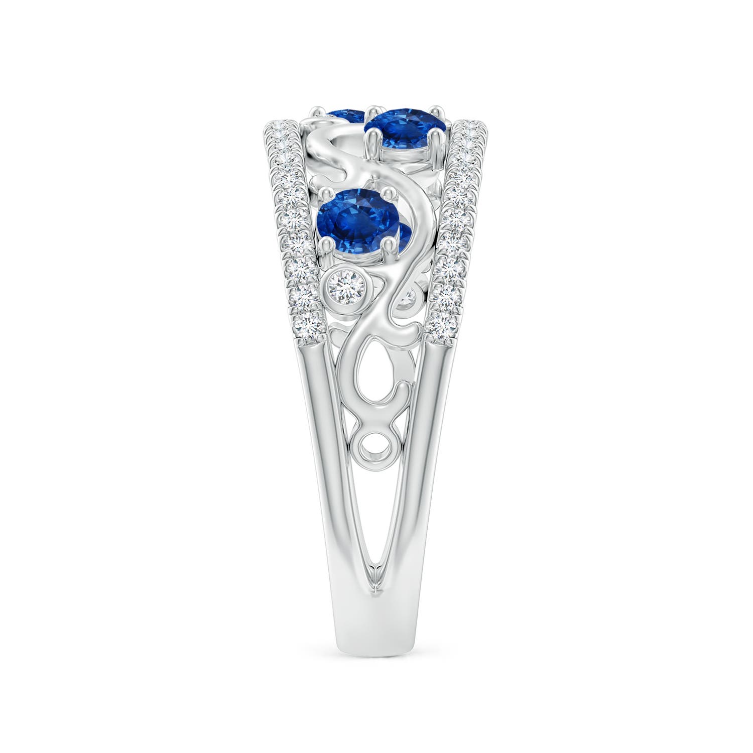 AAA - Blue Sapphire / 0.84 CT / 14 KT White Gold