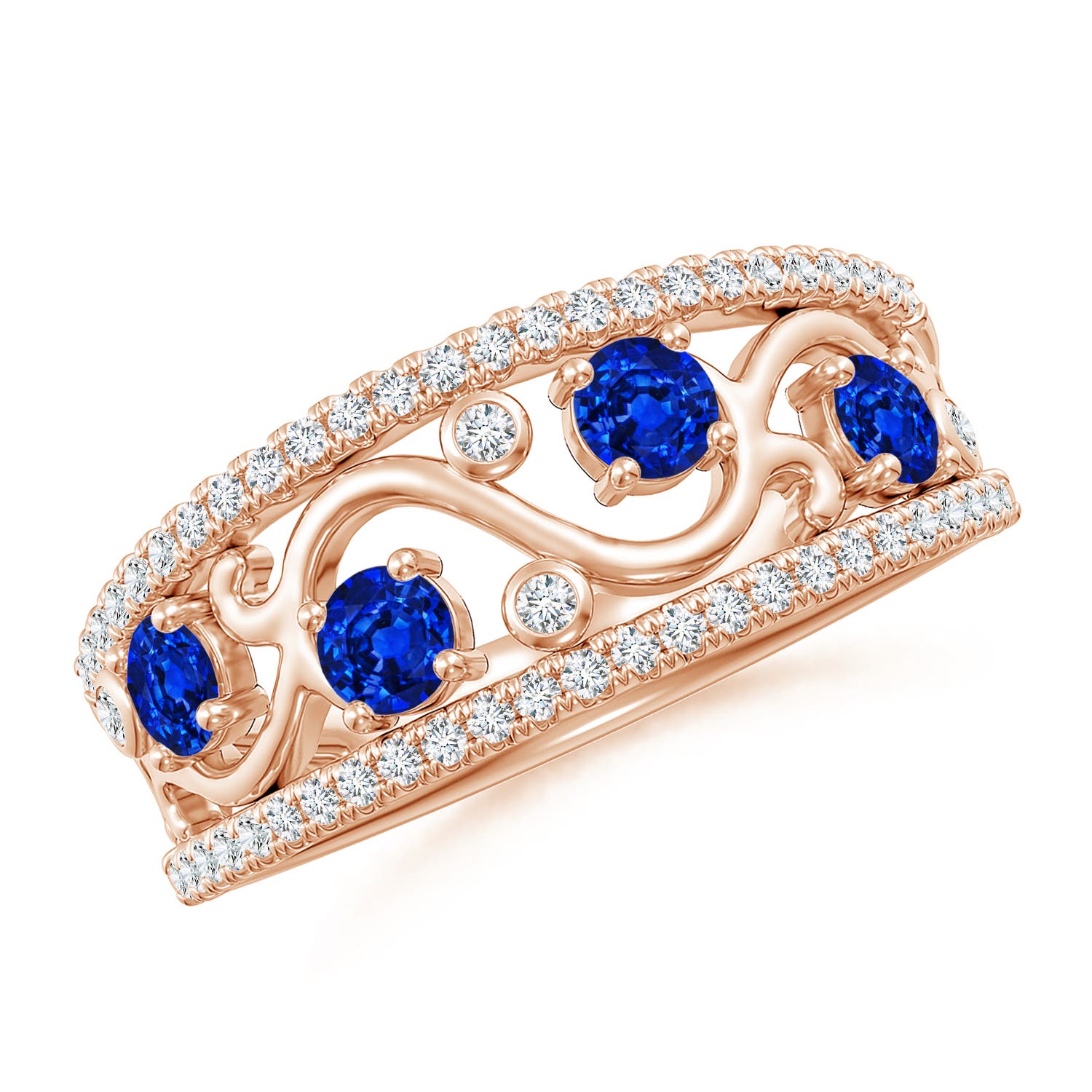 AAAA - Blue Sapphire / 0.84 CT / 14 KT Rose Gold