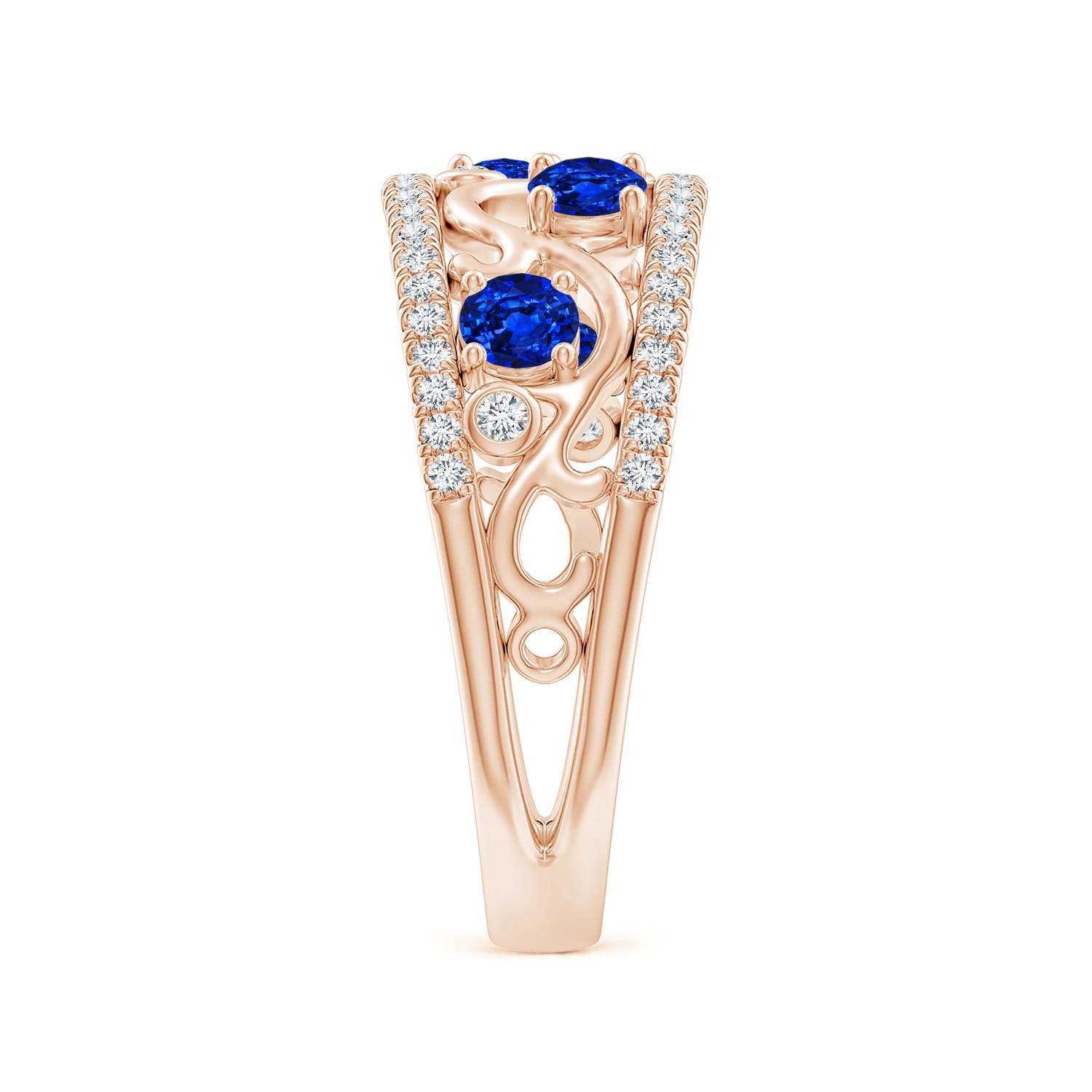 AAAA - Blue Sapphire / 0.84 CT / 14 KT Rose Gold