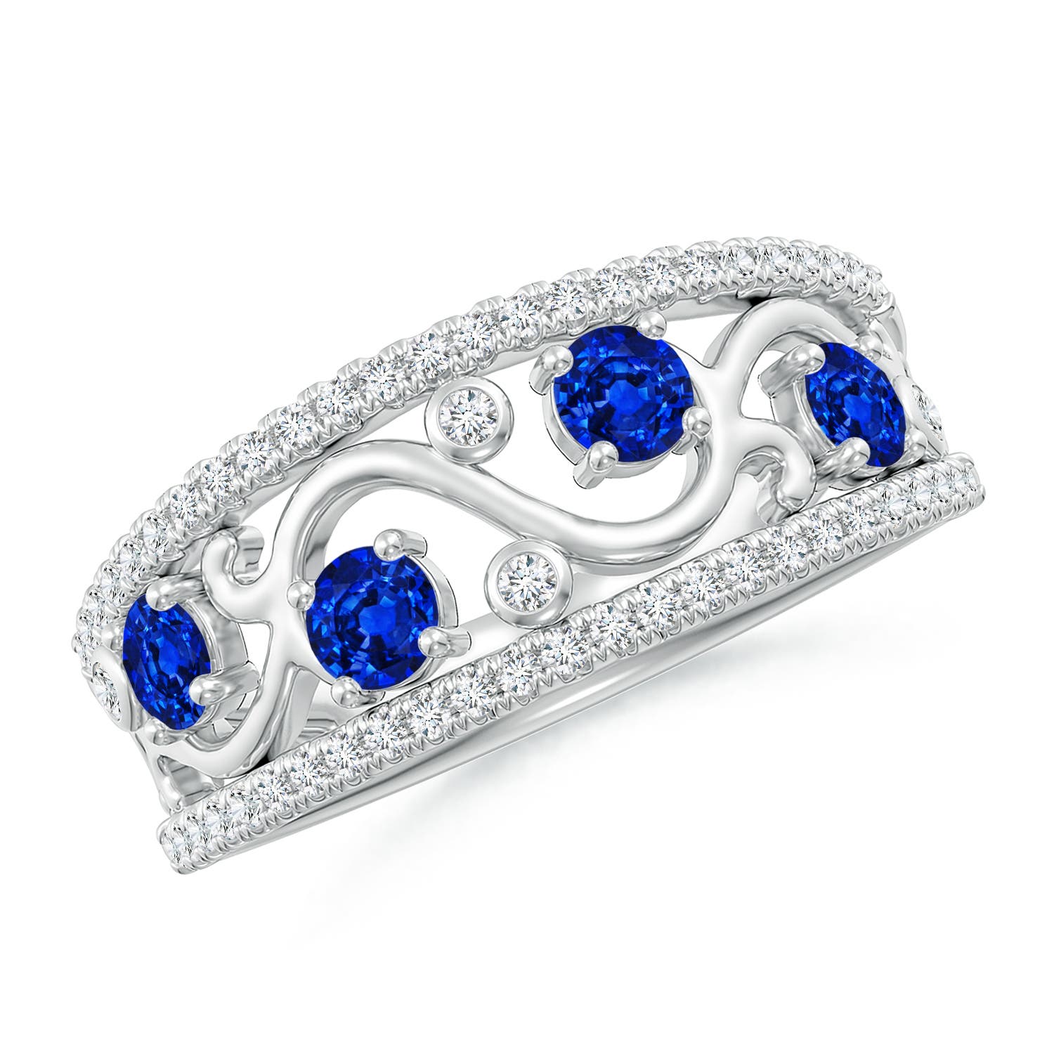 AAAA - Blue Sapphire / 0.84 CT / 14 KT White Gold