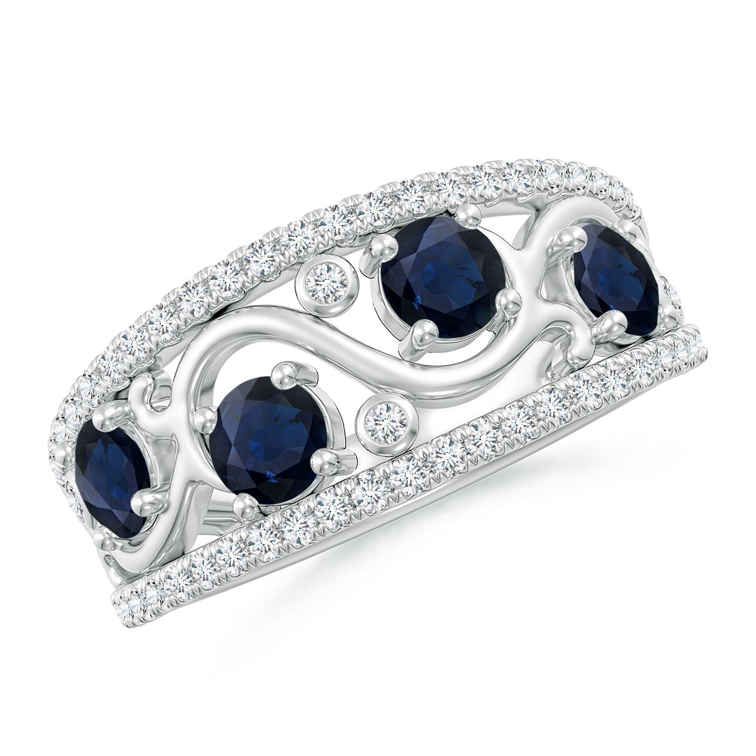 A - Blue Sapphire / 1.64 CT / 14 KT White Gold