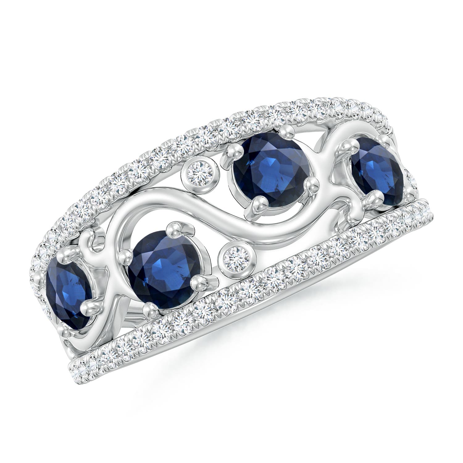 AA - Blue Sapphire / 1.64 CT / 14 KT White Gold