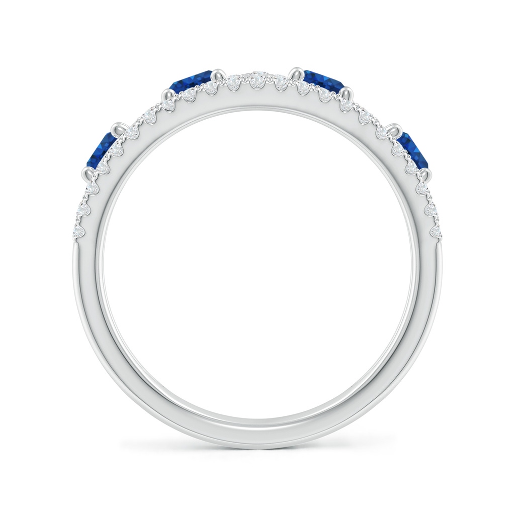 4mm AAA Nature Inspired Round Blue Sapphire & Diamond Filigree Band in White Gold Side-1
