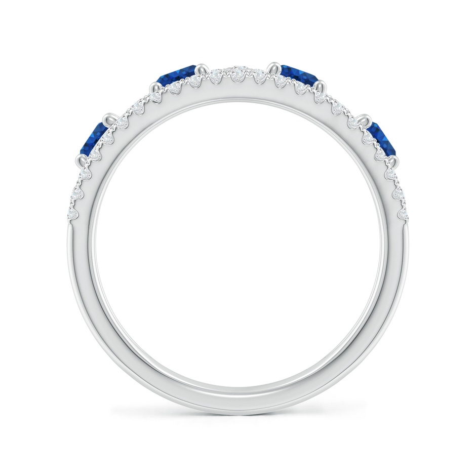 4mm AAA Nature Inspired Round Blue Sapphire & Diamond Filigree Band in White Gold side-1