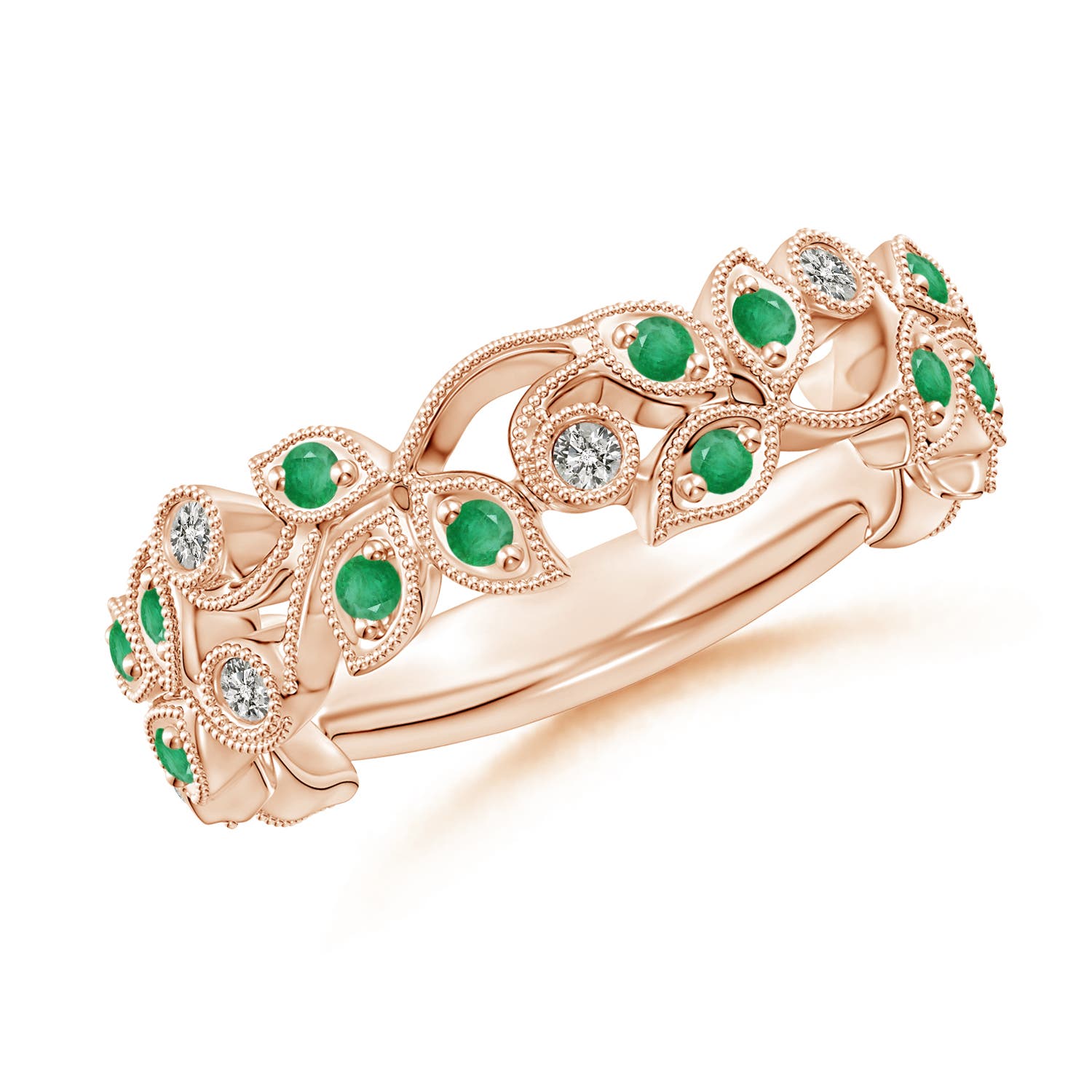 A - Emerald / 0.33 CT / 14 KT Rose Gold