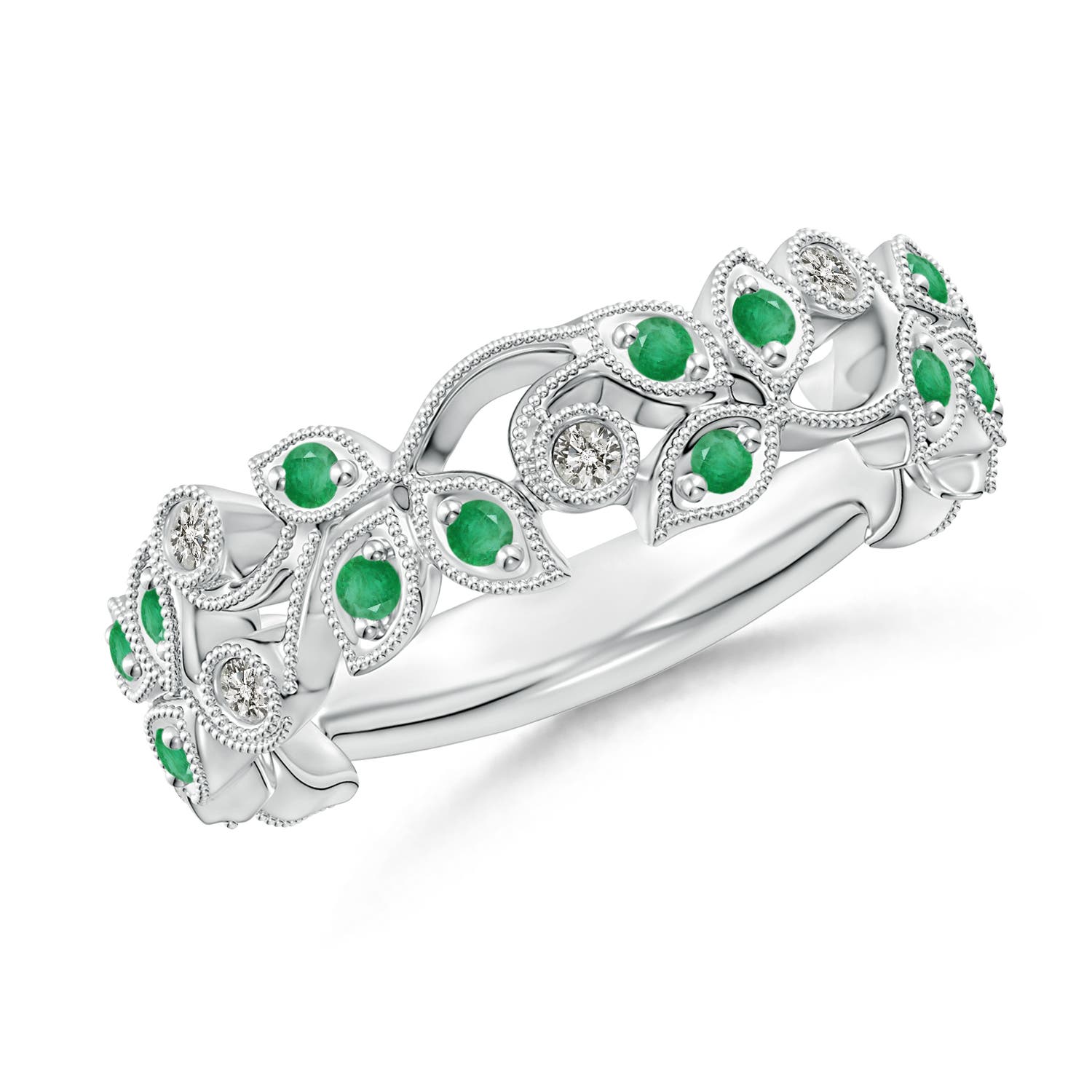 A - Emerald / 0.33 CT / 14 KT White Gold