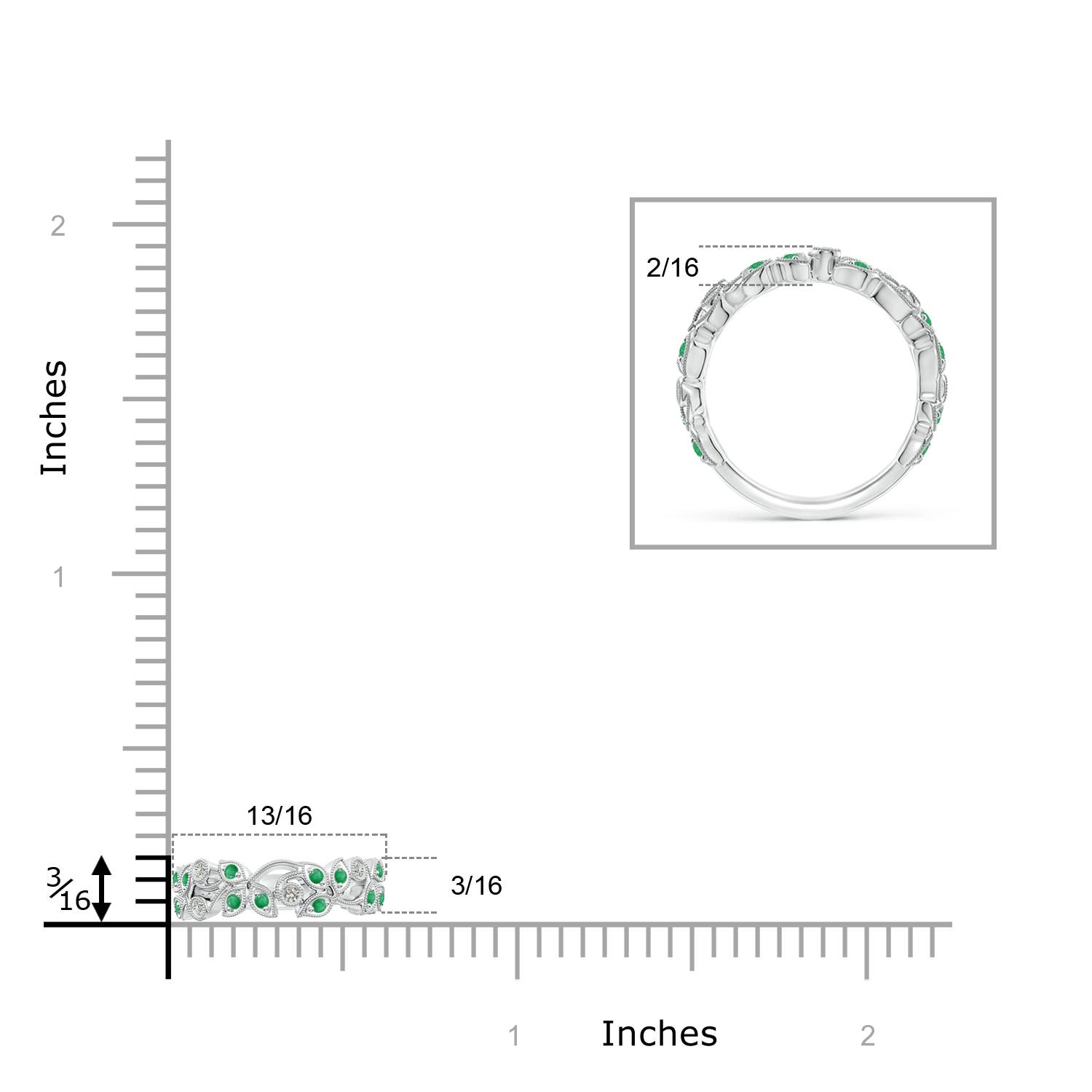 A - Emerald / 0.33 CT / 14 KT White Gold