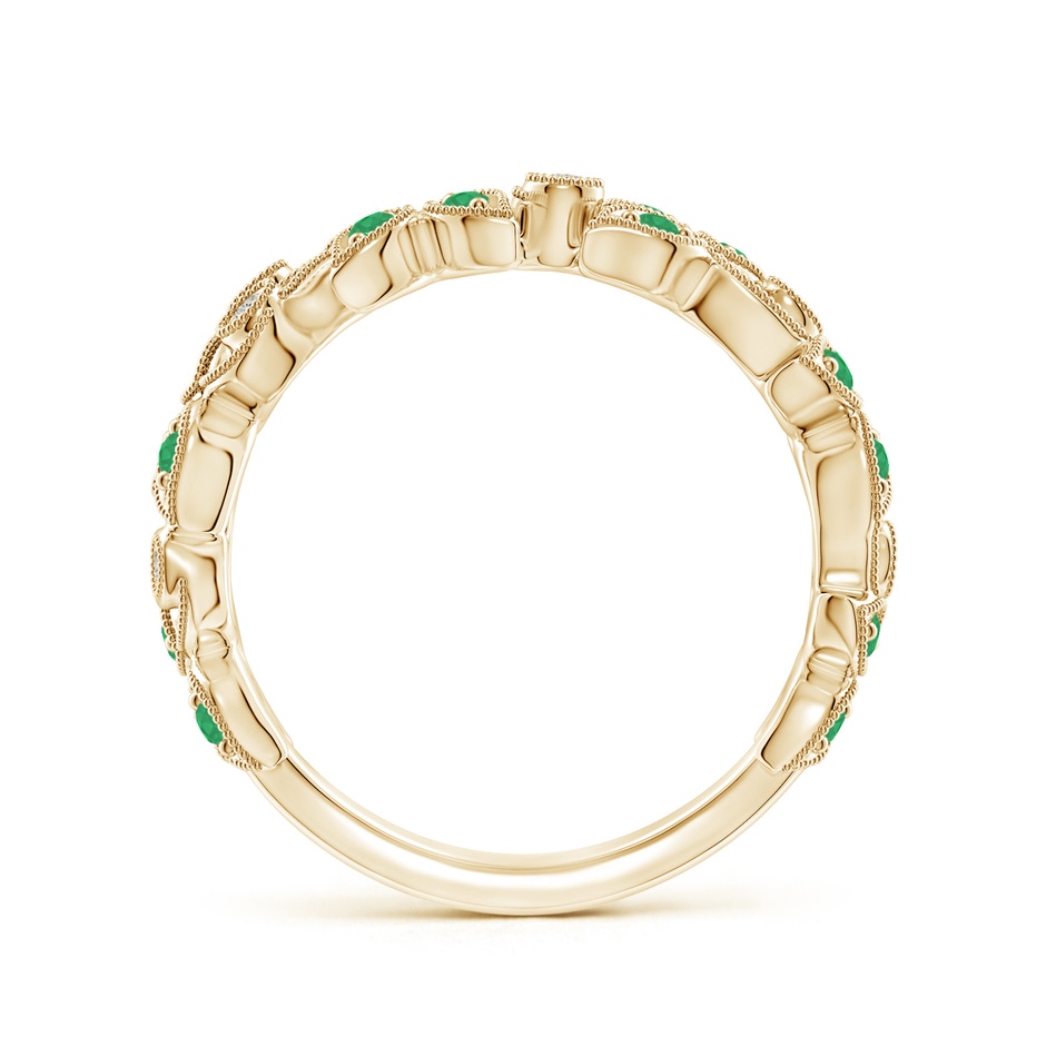 1.3mm A Nature Inspired Round Emerald & Diamond Vine Band in Yellow Gold product image