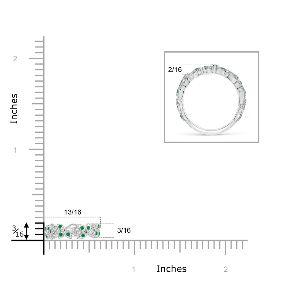 1.3mm AA Nature Inspired Round Emerald & Diamond Vine Band in White Gold product image