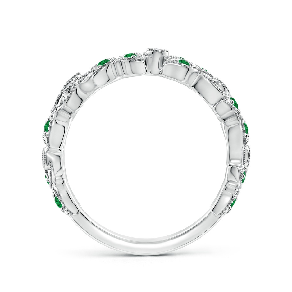 1.3mm AAA Nature Inspired Round Emerald & Diamond Vine Band in White Gold product image