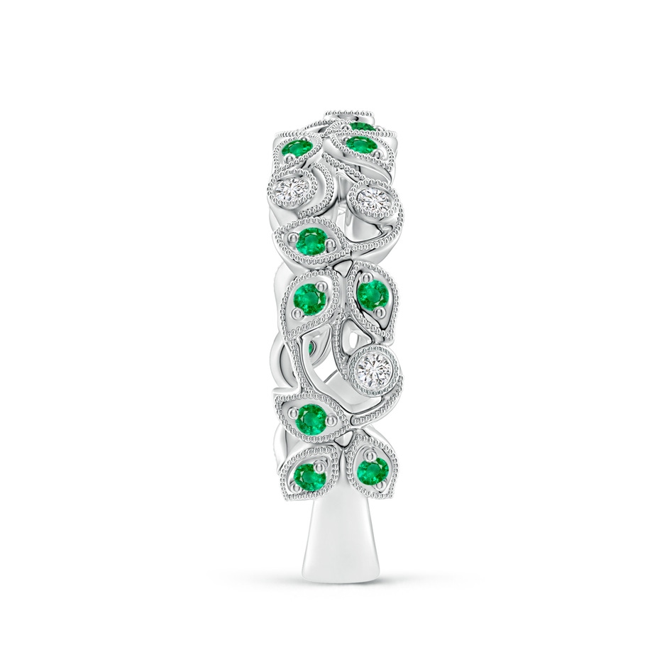 1.3mm AAA Nature Inspired Round Emerald & Diamond Vine Band in White Gold product image
