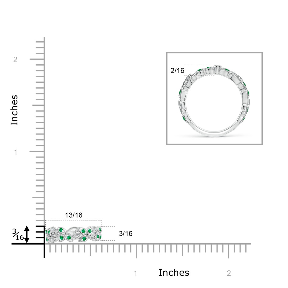 1.3mm AAA Nature Inspired Round Emerald & Diamond Vine Band in White Gold product image