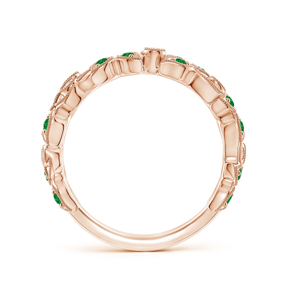 1.3mm AAAA Nature Inspired Round Emerald & Diamond Vine Band in Rose Gold product image