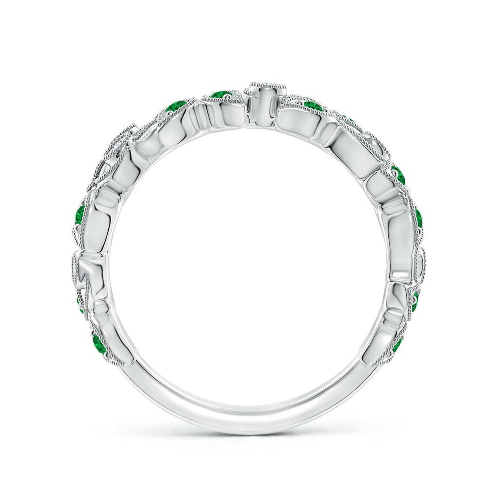 1.3mm AAAA Nature Inspired Round Emerald & Diamond Vine Band in White Gold Product Image