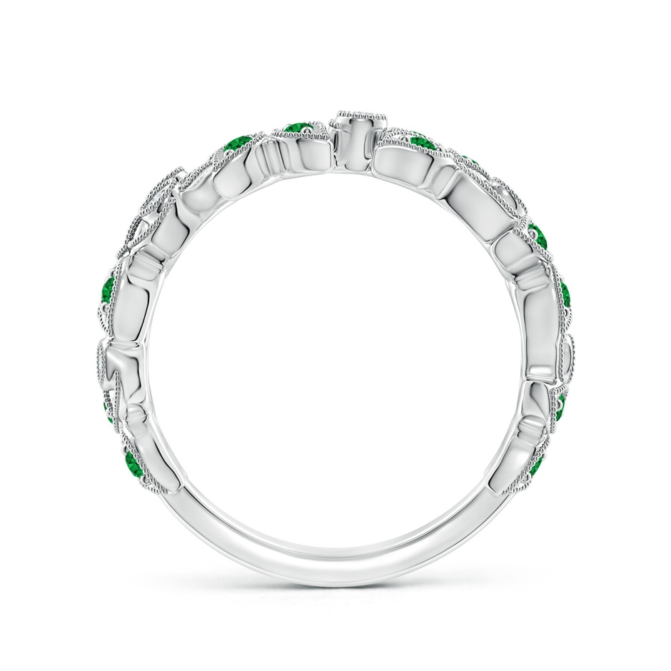 1.3mm AAAA Nature Inspired Round Emerald & Diamond Vine Band in White Gold product image