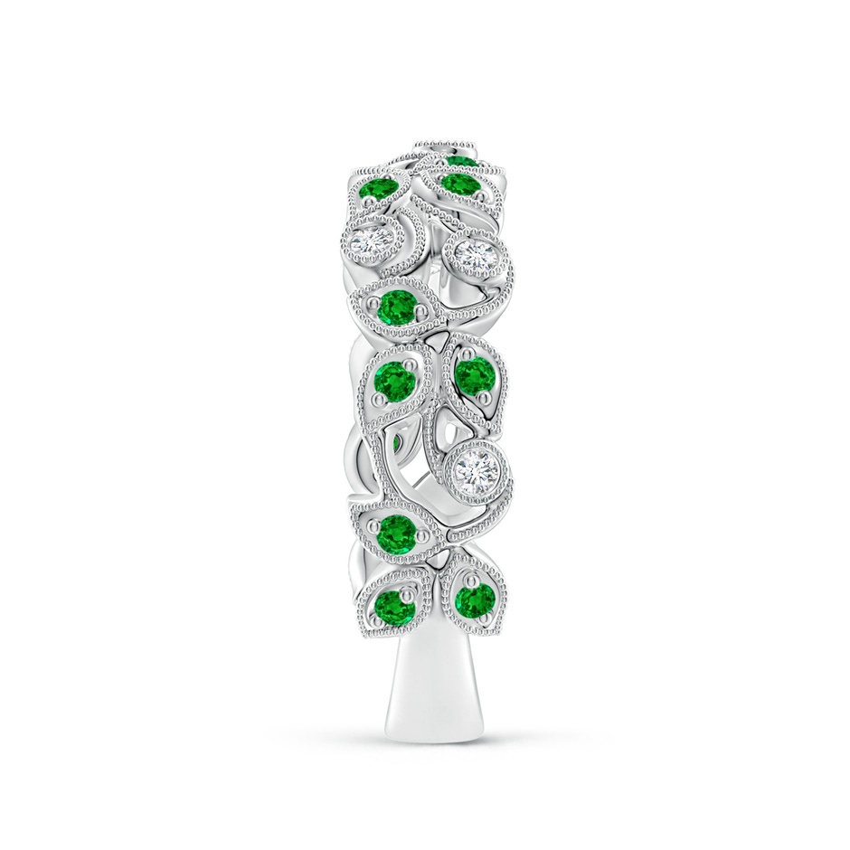 1.3mm AAAA Nature Inspired Round Emerald & Diamond Vine Band in White Gold product image