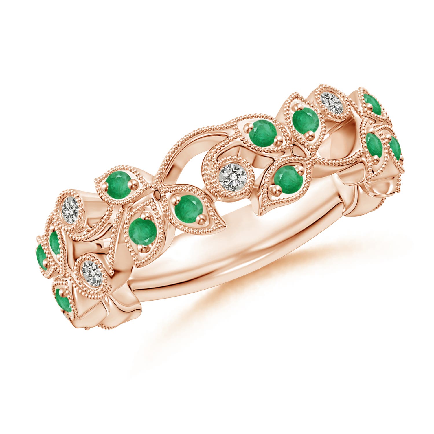 A - Emerald / 0.41 CT / 14 KT Rose Gold