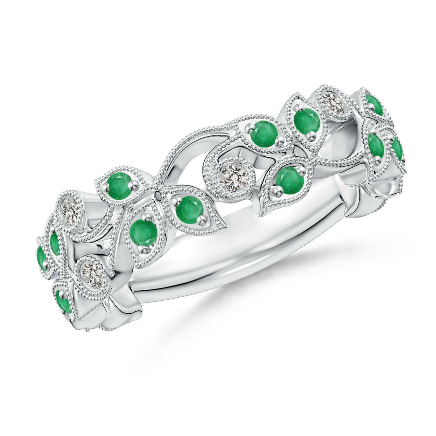 A - Emerald / 0.41 CT / 14 KT White Gold