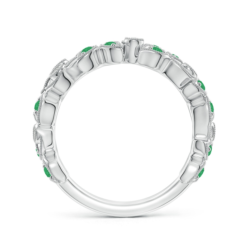 1.5mm A Nature Inspired Round Emerald & Diamond Vine Band in White Gold product image