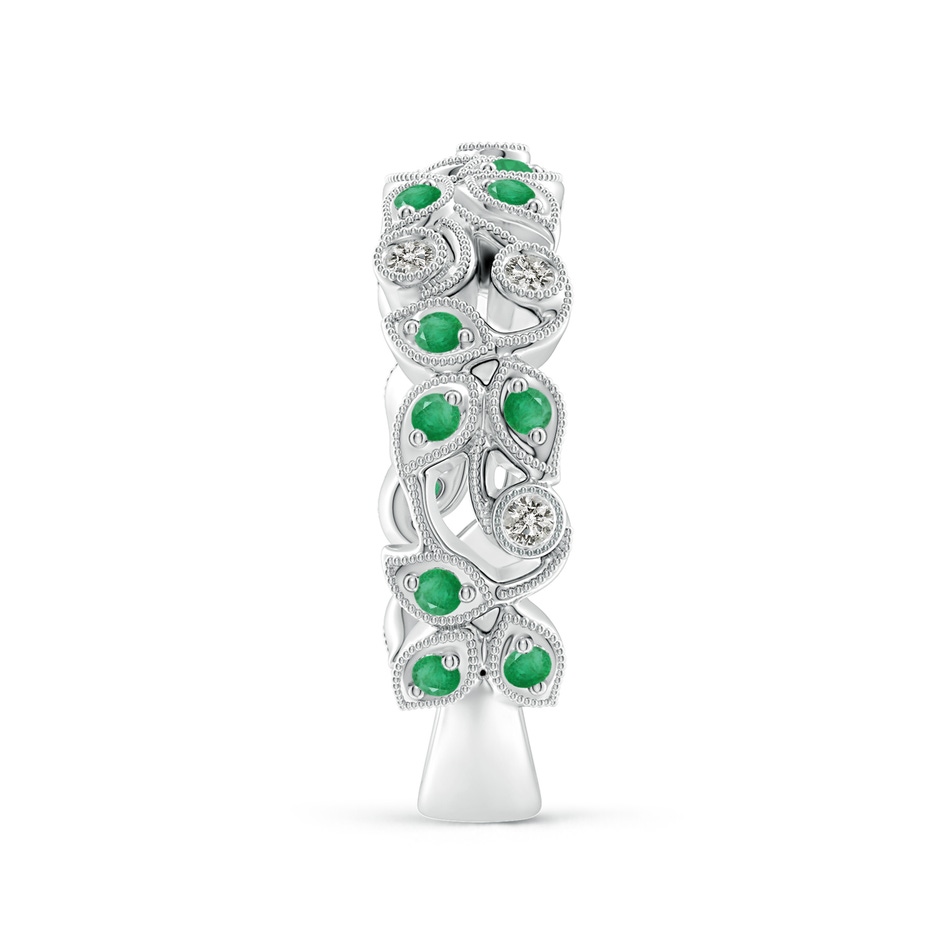 1.5mm A Nature Inspired Round Emerald & Diamond Vine Band in White Gold product image