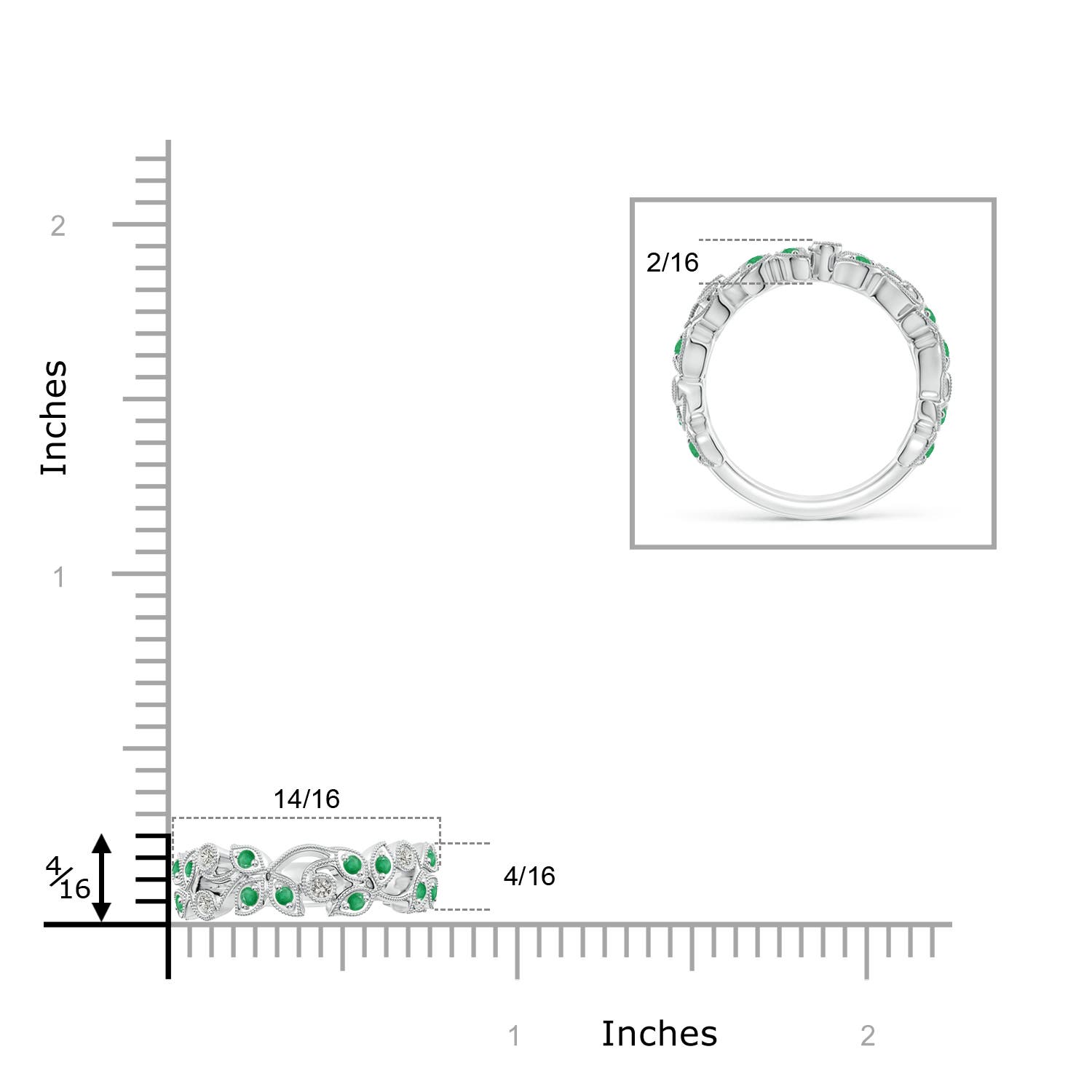 A - Emerald / 0.41 CT / 14 KT White Gold