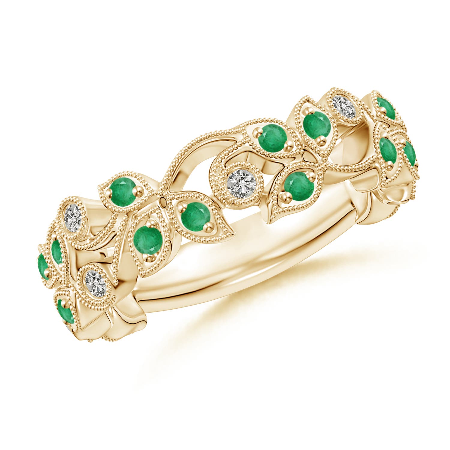 A - Emerald / 0.41 CT / 14 KT Yellow Gold