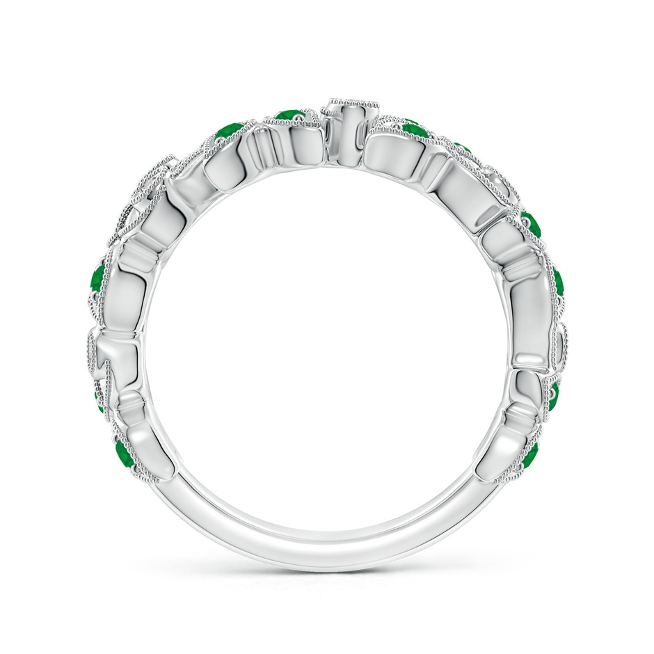1.5mm AA Nature Inspired Round Emerald & Diamond Vine Band in White Gold product image