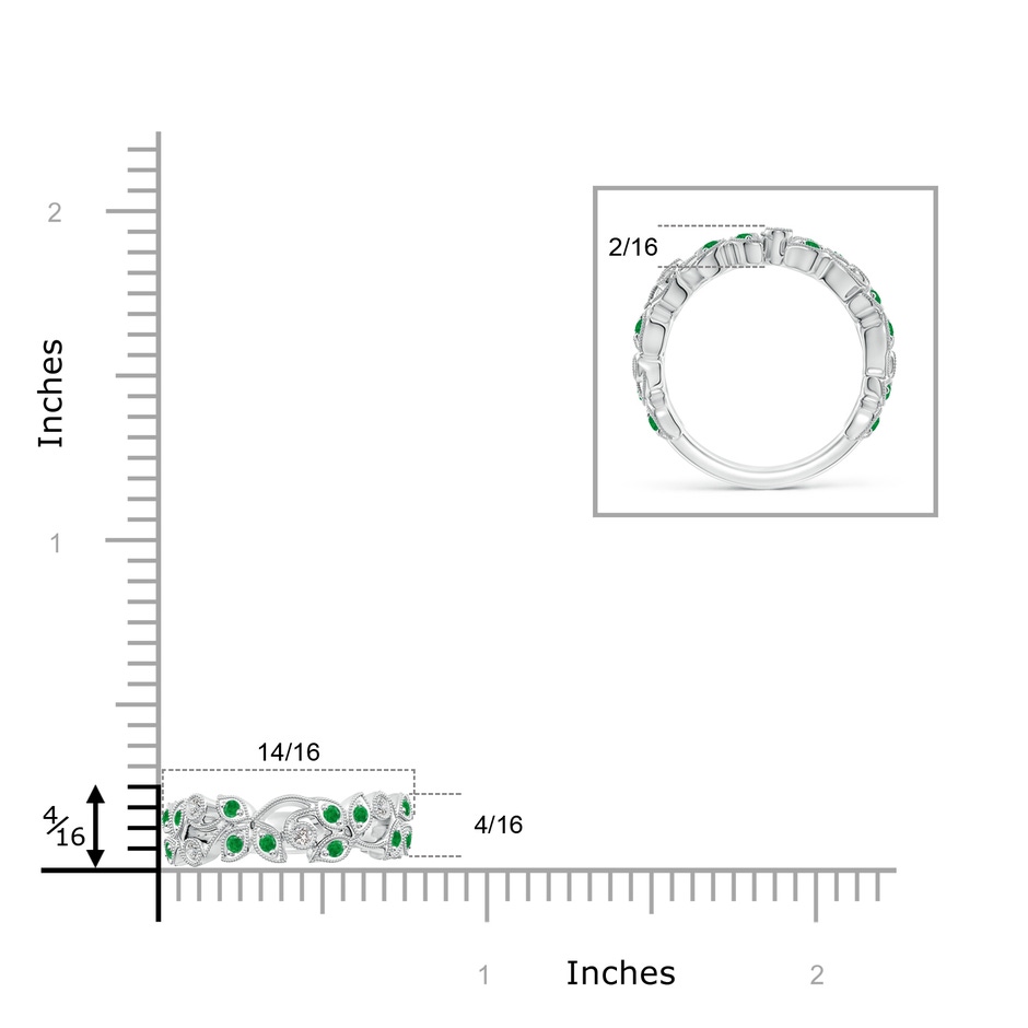 1.5mm AA Nature Inspired Round Emerald & Diamond Vine Band in White Gold product image
