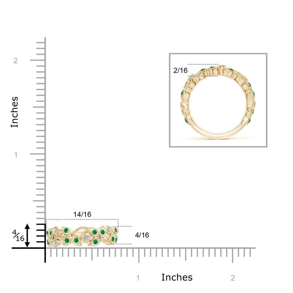1.5mm AA Nature Inspired Round Emerald & Diamond Vine Band in Yellow Gold product image