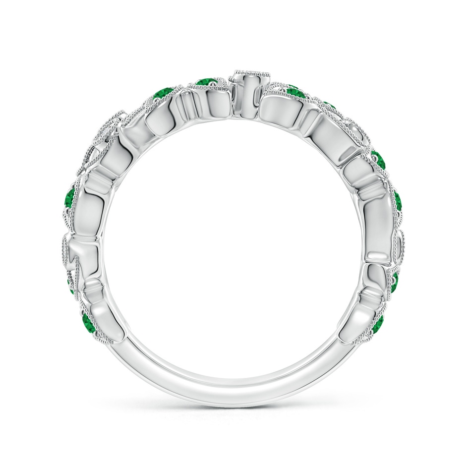 1.5mm AAA Nature Inspired Round Emerald & Diamond Vine Band in White Gold product image