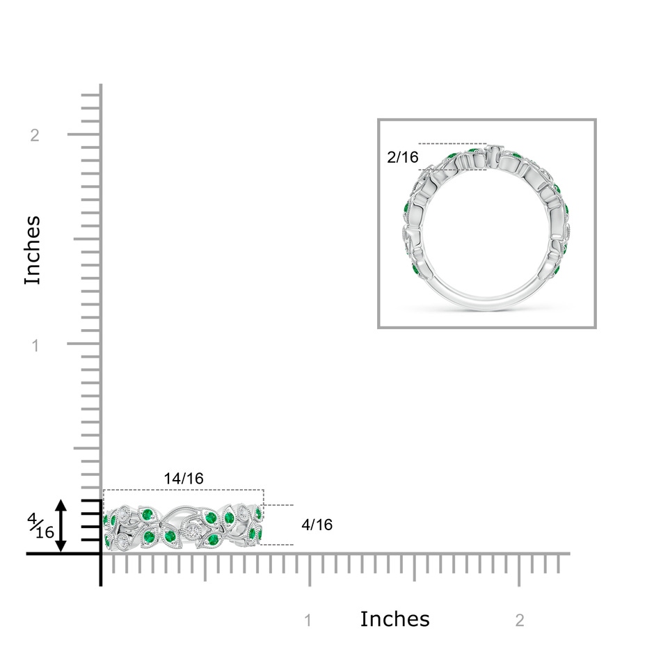 1.5mm AAA Nature Inspired Round Emerald & Diamond Vine Band in White Gold product image