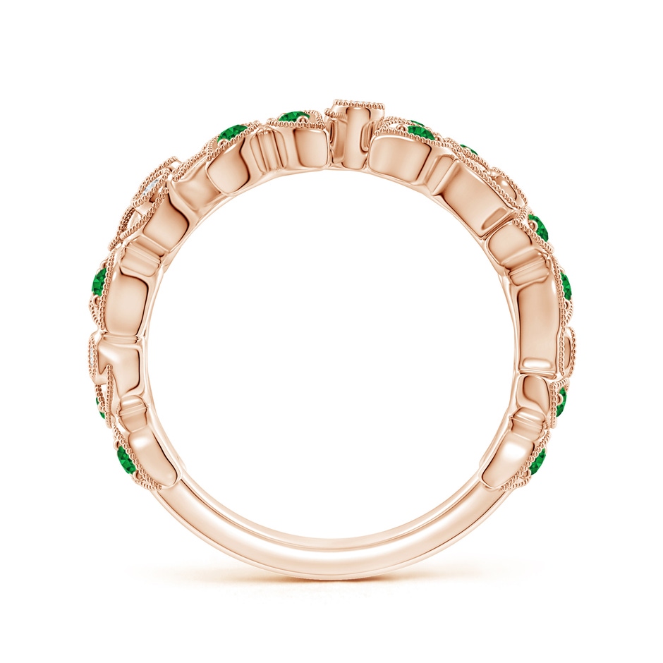 1.5mm AAAA Nature Inspired Round Emerald & Diamond Vine Band in Rose Gold product image
