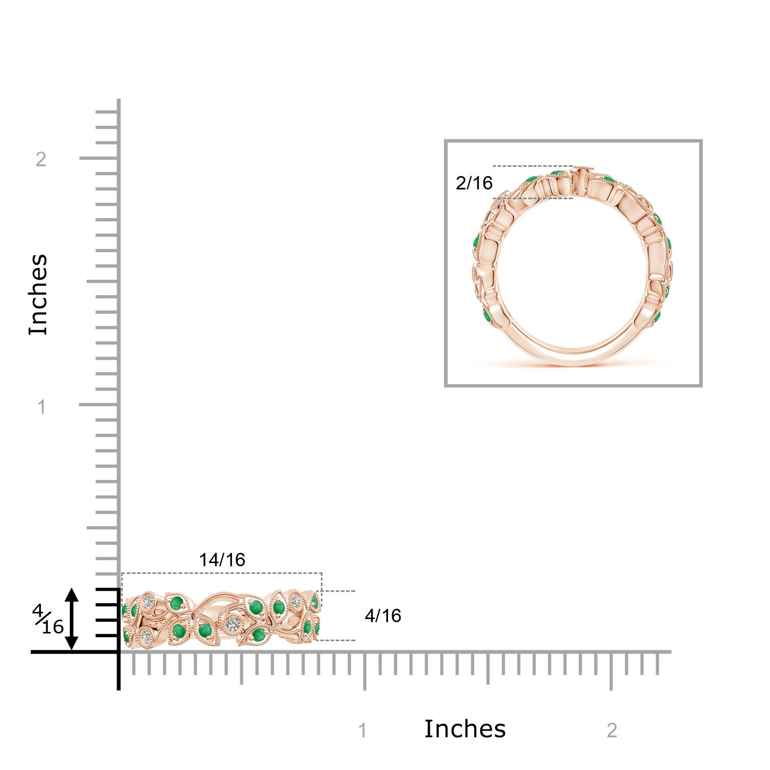 A - Emerald / 0.64 CT / 14 KT Rose Gold