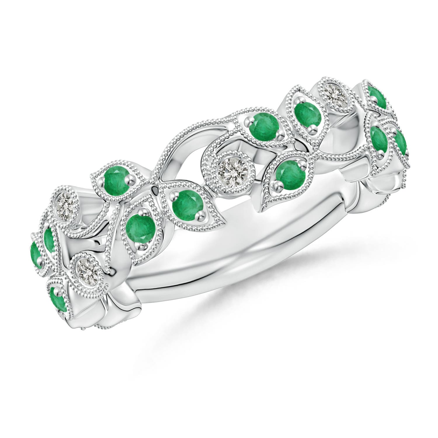 A - Emerald / 0.64 CT / 14 KT White Gold