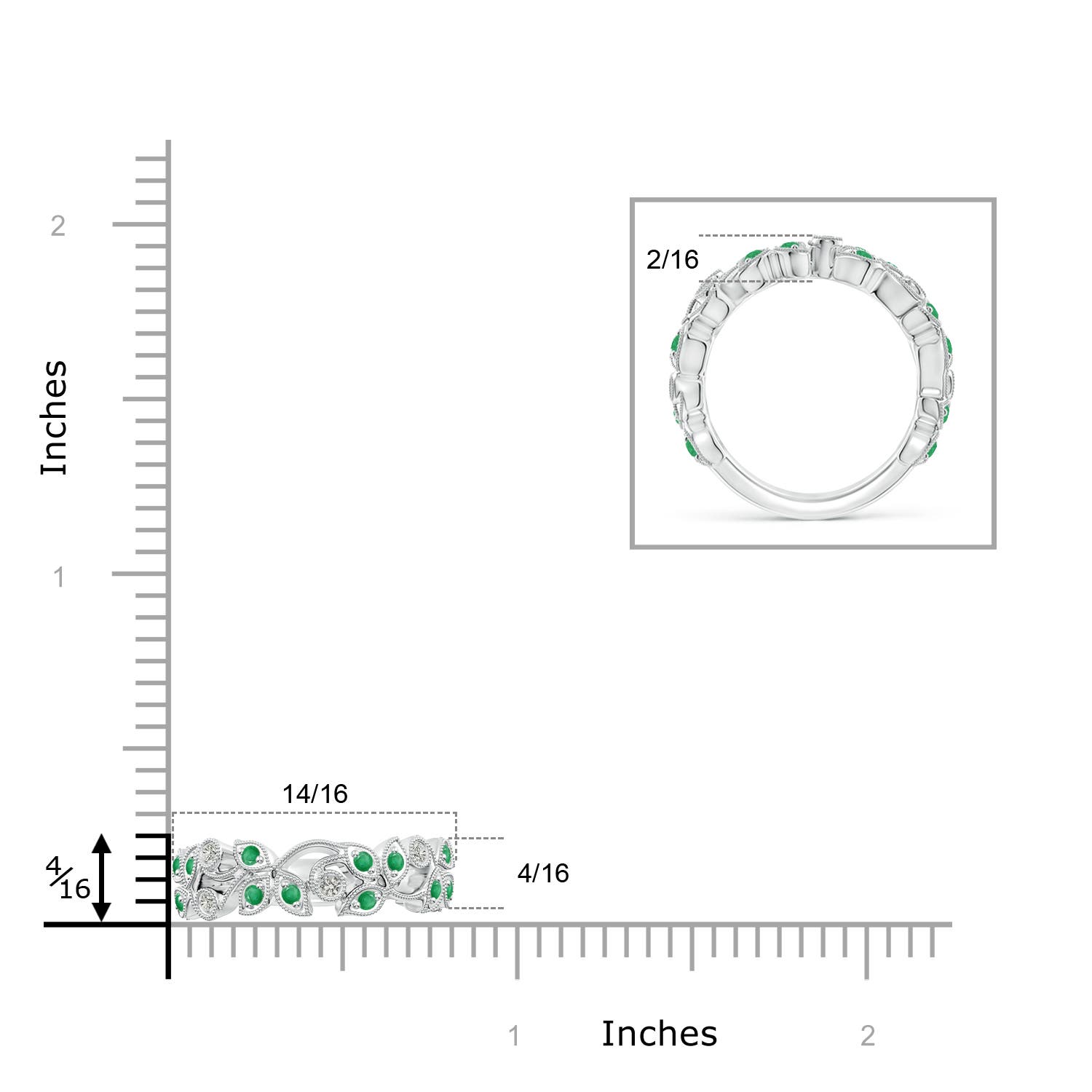 A - Emerald / 0.64 CT / 14 KT White Gold