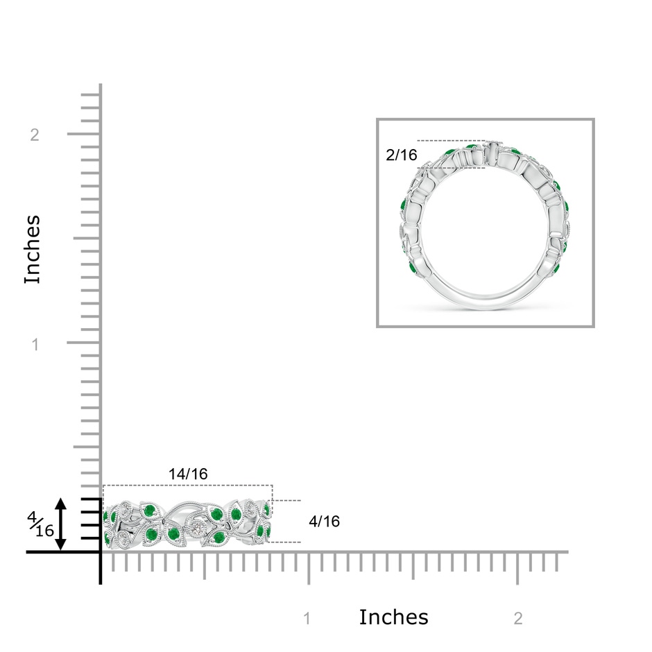 1.8mm AA Nature Inspired Round Emerald & Diamond Vine Band in White Gold product image