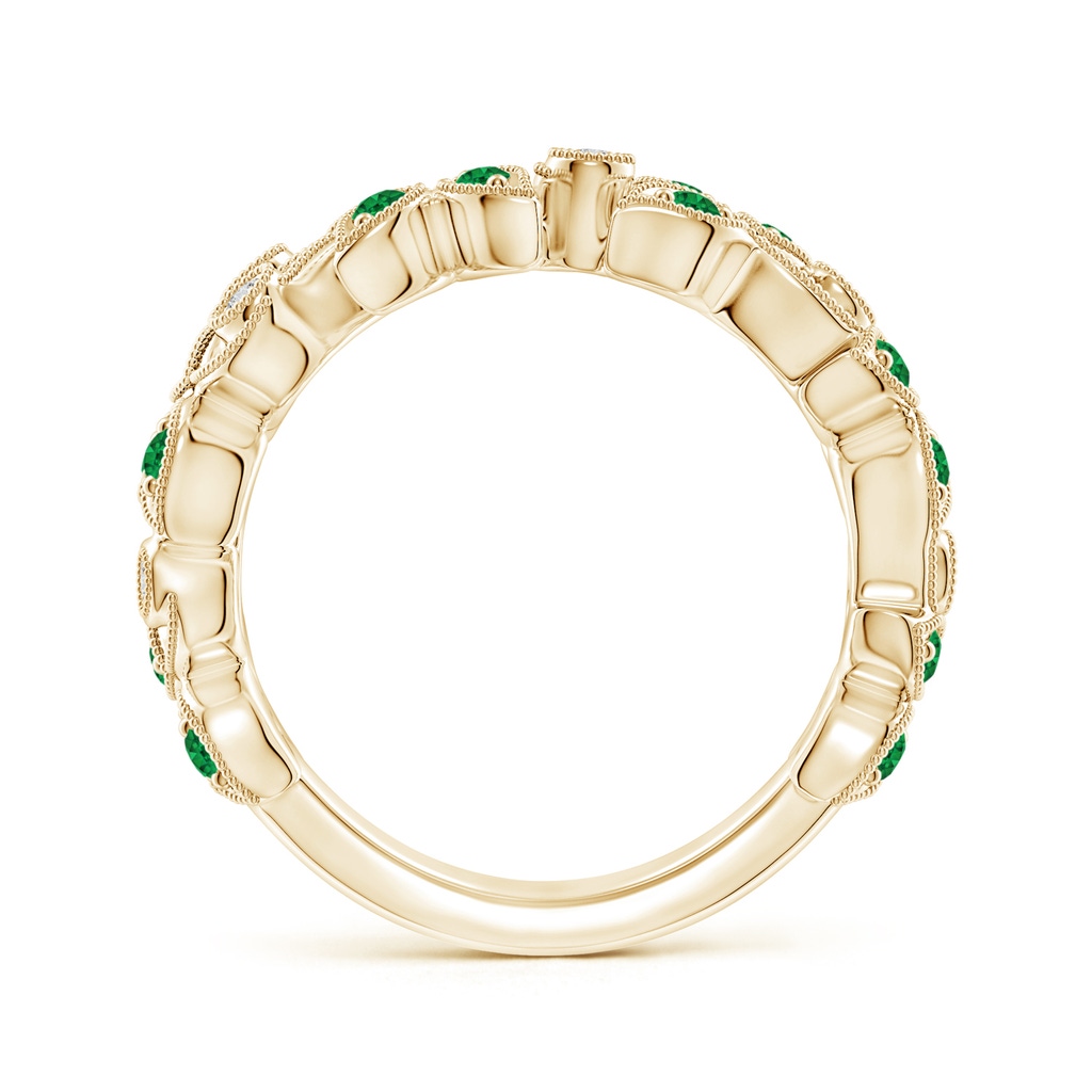 1.8mm AAA Nature Inspired Round Emerald & Diamond Vine Band in Yellow Gold Product Image