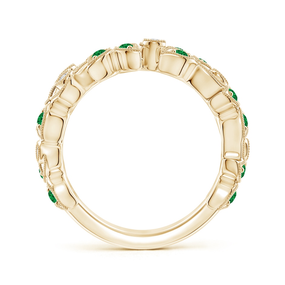 1.8mm AAA Nature Inspired Round Emerald & Diamond Vine Band in Yellow Gold product image