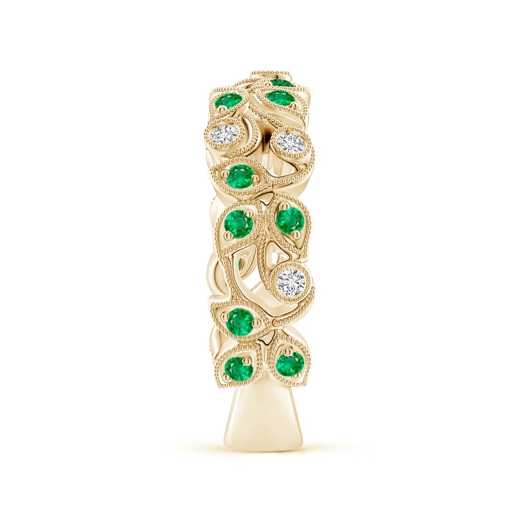 1.8mm AAA Nature Inspired Round Emerald & Diamond Vine Band in Yellow Gold Product Image