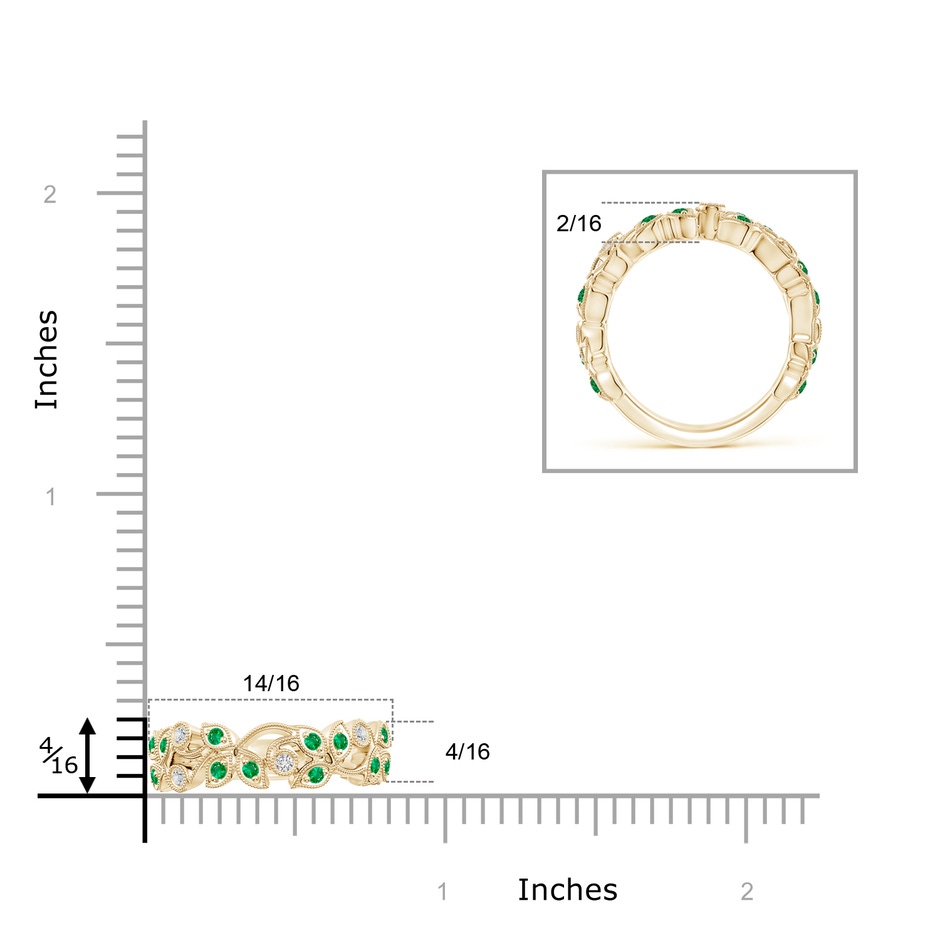 1.8mm AAA Nature Inspired Round Emerald & Diamond Vine Band in Yellow Gold product image