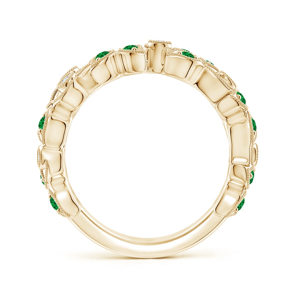 1.8mm AAAA Nature Inspired Round Emerald & Diamond Vine Band in Yellow Gold product image