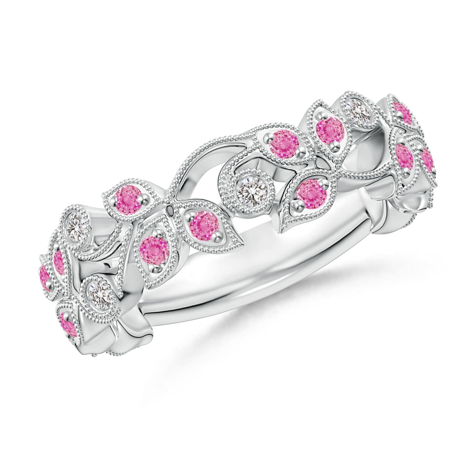 AA - Pink Sapphire / 0.39 CT / 14 KT White Gold