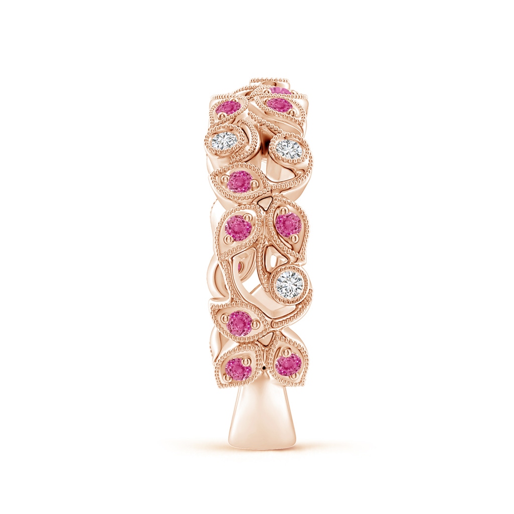 1.5mm AAA Nature Inspired Round Pink Sapphire & Diamond Vine Band in Rose Gold Product Image