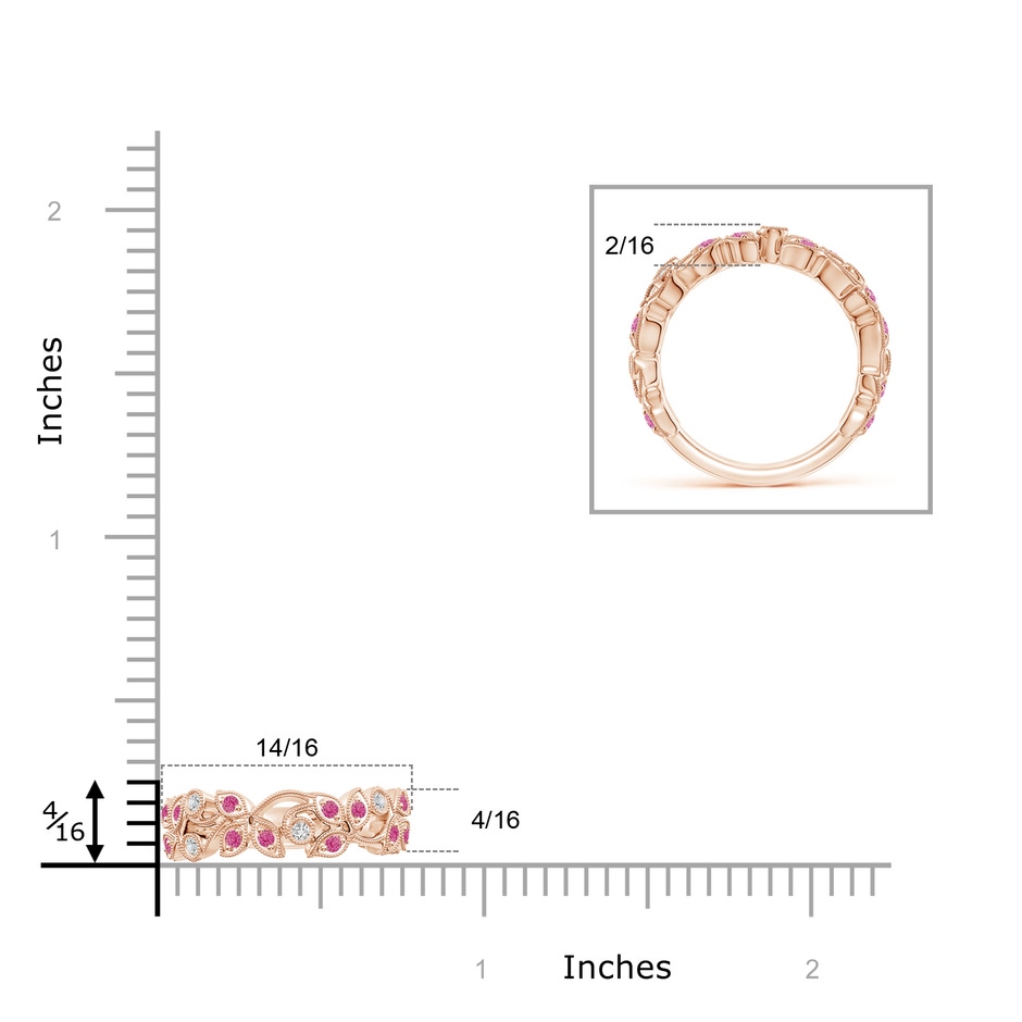 1.5mm AAA Nature Inspired Round Pink Sapphire & Diamond Vine Band in Rose Gold product image