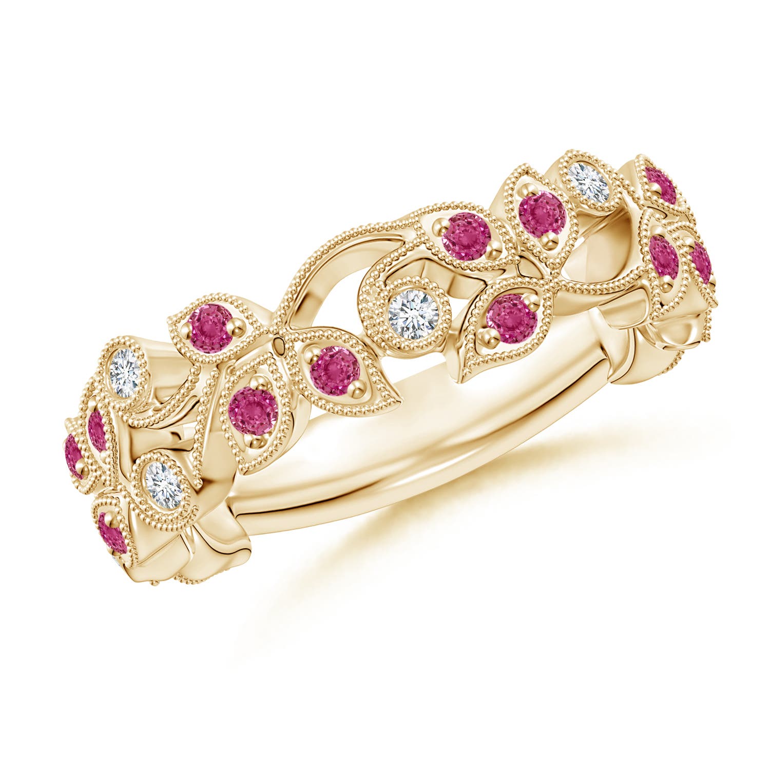 AAAA - Pink Sapphire / 0.39 CT / 14 KT Yellow Gold