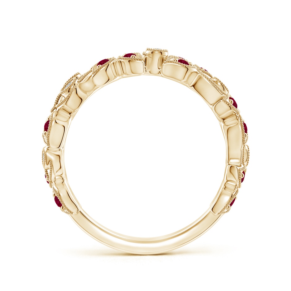 1.3mm A Nature Inspired Round Ruby & Diamond Vine Band in 9K Yellow Gold product image