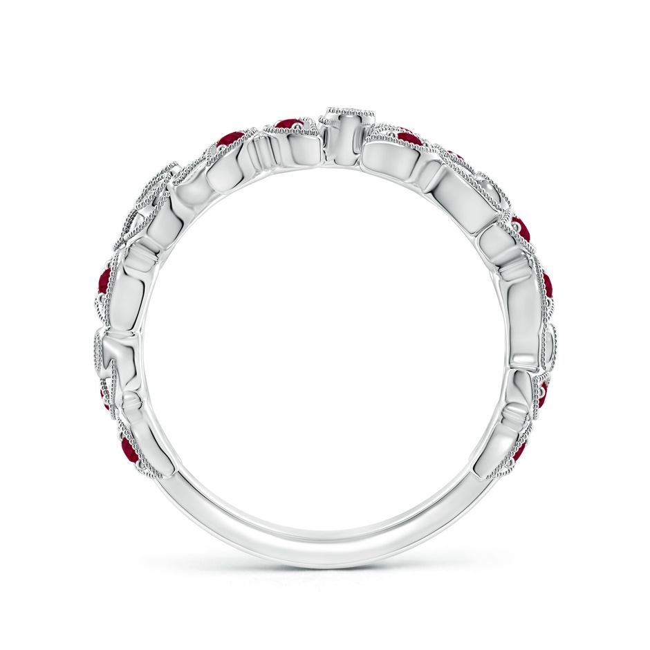 1.3mm A Nature Inspired Round Ruby & Diamond Vine Band in White Gold product image