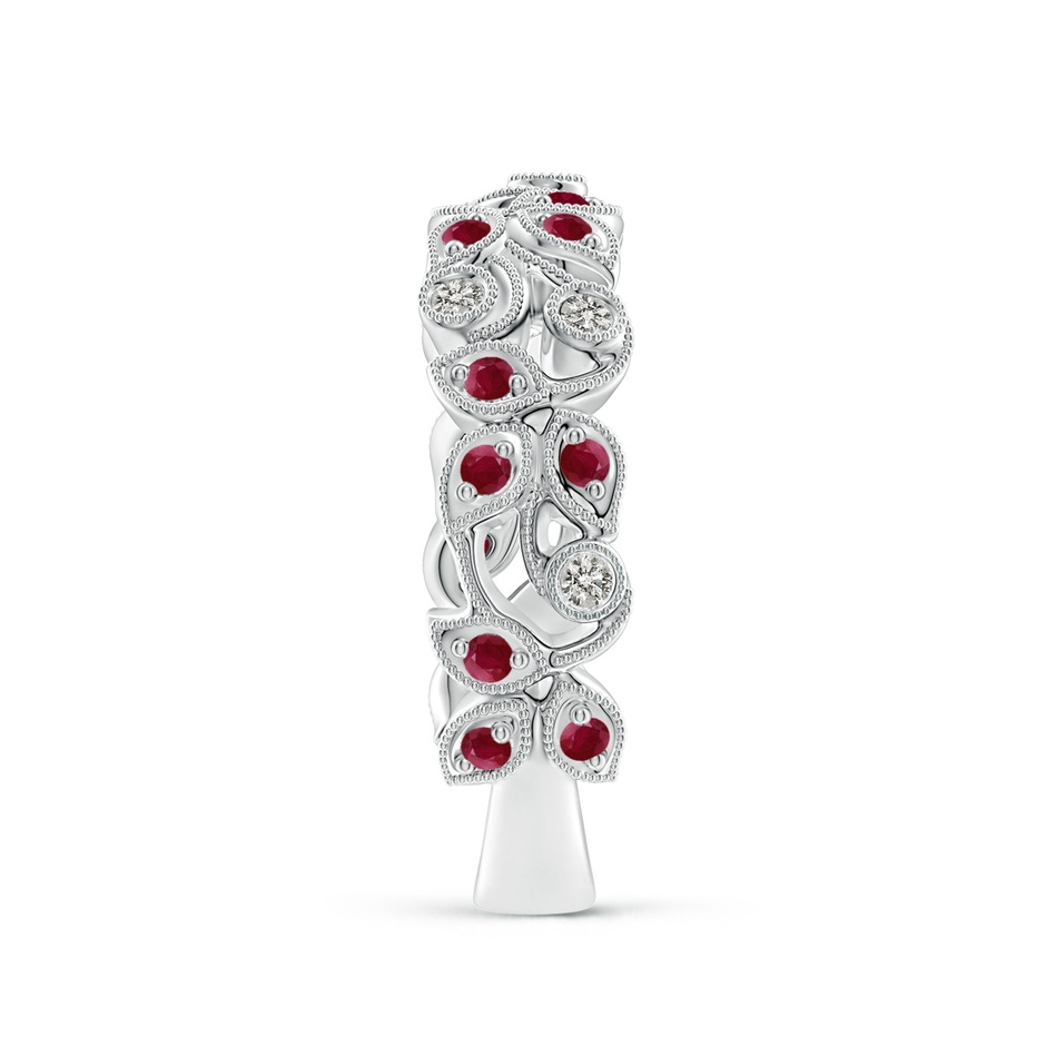 1.3mm A Nature Inspired Round Ruby & Diamond Vine Band in White Gold product image