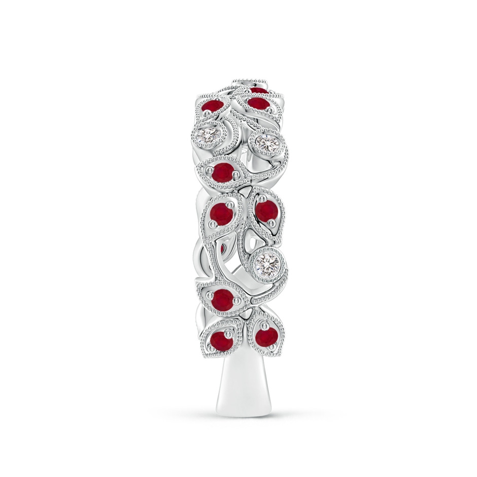 1.3mm AA Nature Inspired Round Ruby & Diamond Vine Band in White Gold product image
