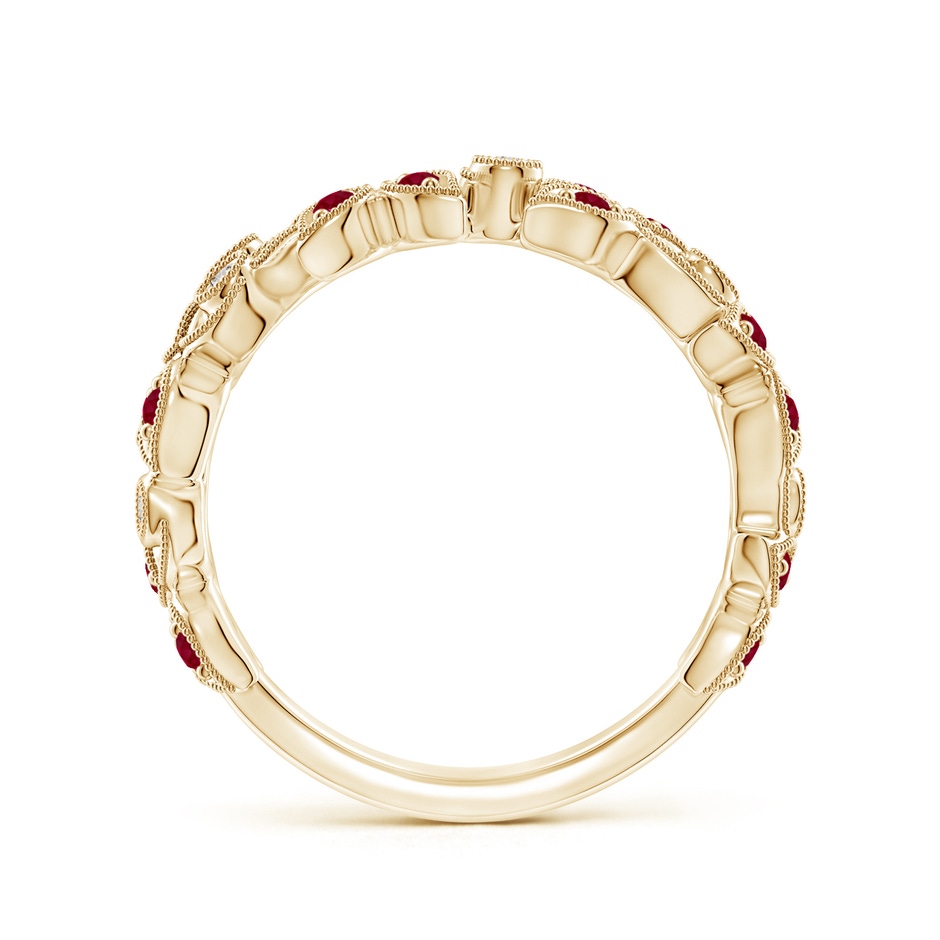 1.3mm AA Nature Inspired Round Ruby & Diamond Vine Band in Yellow Gold product image